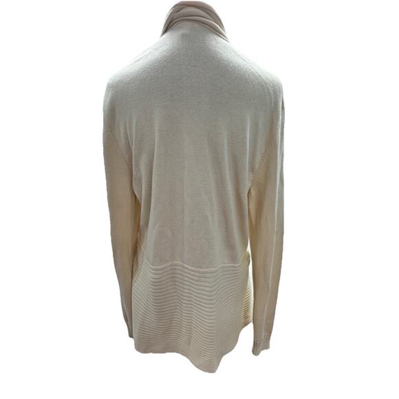Talbots Womens Cardigan Size M Ivory Handkerchief Hem Open Drape 100% Cotton - Picture 6 of 8